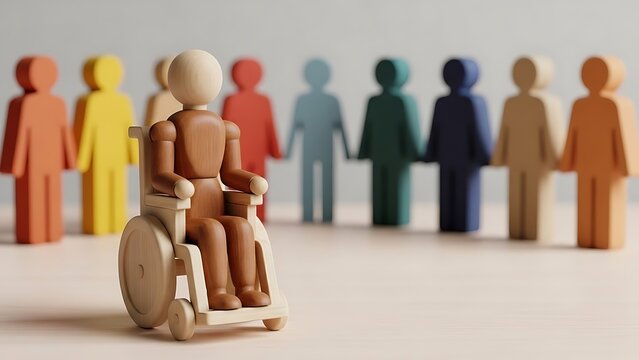Wooden figures representing diversity and inclusion in a community setting