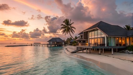 Sunset over the beach.