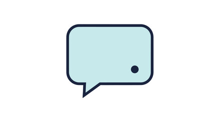 Fototapeta premium Stylized speech bubble icon in light blue with a dark blue outline and a small dark blue dot