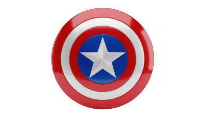Superhero shield with red, white, blue colors and silver star