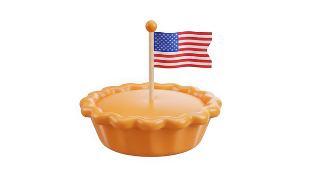 Classic american holiday pie with miniature usa flag topper