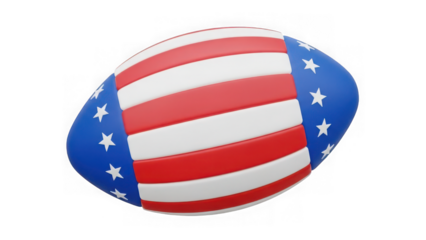 American football with stars and stripes usa flag design on white