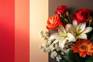 Pastel Floral Bouquet with Color Palette Swatches for Design Inspiration