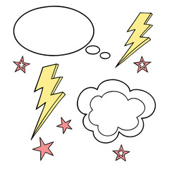 Hand-Drawn Comic Speech Bubbles &ndash; Doodle Chat Balloon Vector Set &ndash; Doodle Comic Chat Balloons &ndash; Hand-Sketched Speech and Thought Bubble Vector Pack &ndash; set of comic speech bubbles &ndash; Talk bubble 