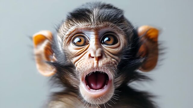 portrait of a very surprised macaque