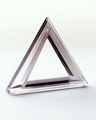 Stylish triangular glass object on white background
