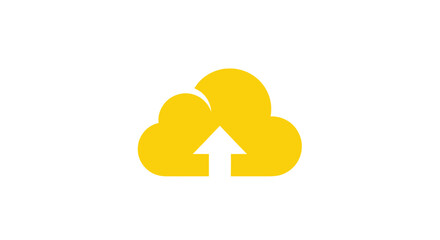 Yellow cloud with an upward arrow on white