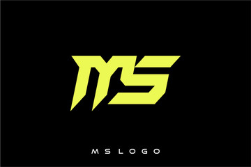 Bold MS logo design in vibrant yellow against a black backdrop.