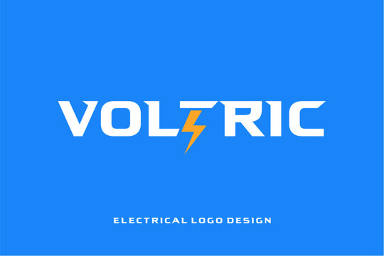 Voltric Electrical Logo Design featuring a stylized lightning bolt symbol, modern and vibrant.
