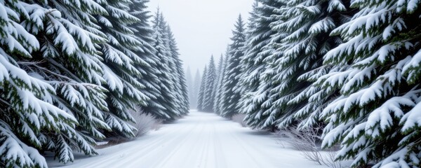 Skiing adventure in snowy landscape winter season pathway cold weather christmas vibes scenic view