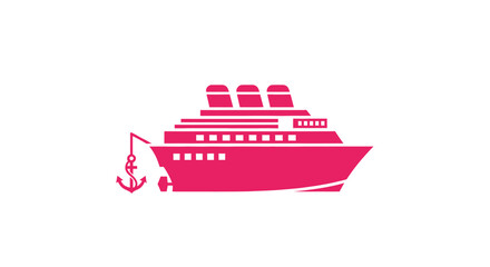 Pink cruise ship icon