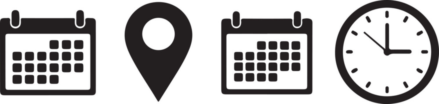 Calendar location and clock icons date event