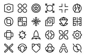 Fototapeta premium Clean minimalist line art icons simple white background