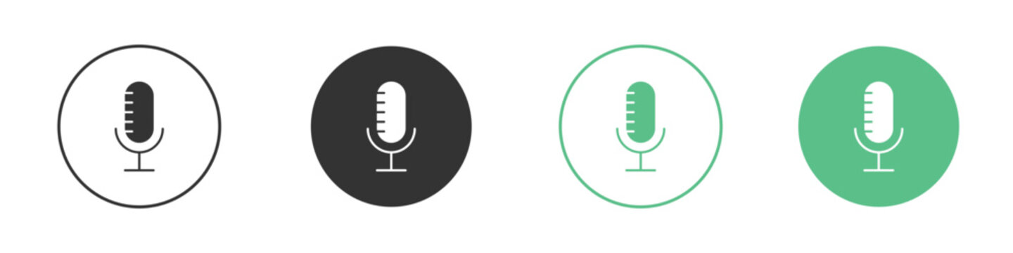 Podcast icons silhouettes set isolated pack