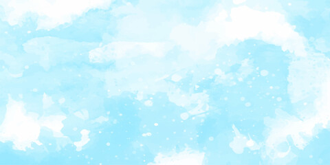 Beautiful abstract blue watercolor background reflecting a bright summer sky with light clouds