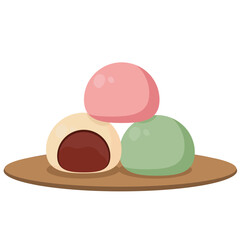 Mochi traditional Japanese rice cake on plate.