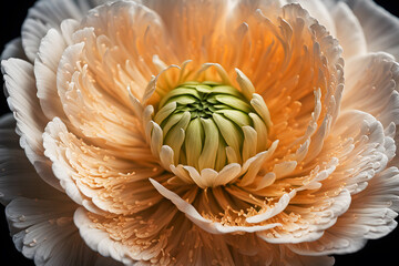 Photo-realistic flower close up in full bloom with silky petals