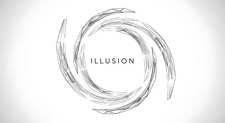 Abstract wireframe vortex design on a white background