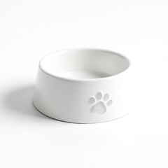 White ceramic dog bowl with paw print design pet feeding dish clean and modern pet accessory for food water