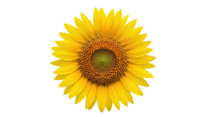 Bright yellow sunflower PNG isolated on transparent background, vibrant floral design element for summer and nature themes
