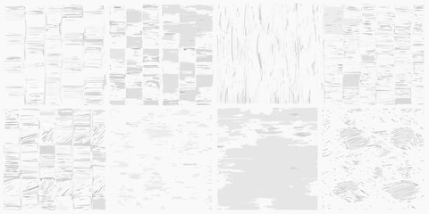 Collection of eight abstract white and gray textures for backgrounds and designs