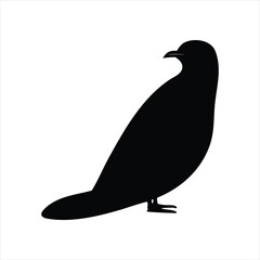 Simple black silhouette of a cuckoo bird sitting in profile, a minimalist graphic icon for wildlife and nature concepts isolated on a white background