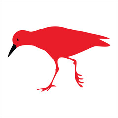 Minimalist Red Bird Silhouette Illustration - A Simple and Elegant Graphic Design Element for Nature and Wildlife Themes
