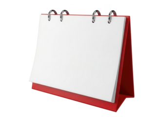 Blank red desk calendar isolated on transparent background