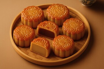 Cupcakes and donuts with milk arranged on wooden table in studio shot