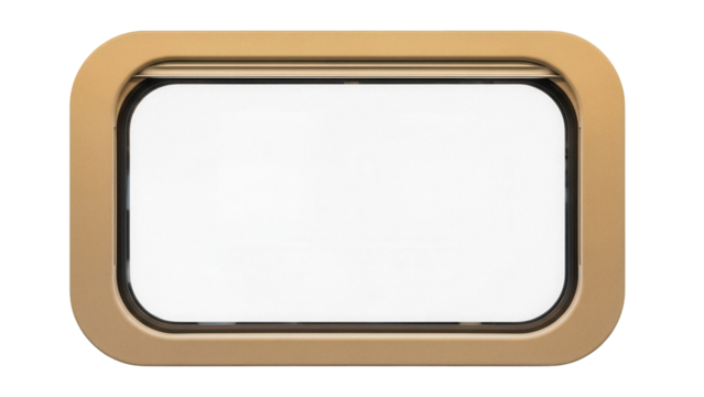 Beige rectangular window frame PNG isolated on transparent background, architectural element for design and construction projects