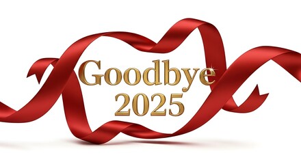 Goodbye year with ribbon and golden goodbye year message