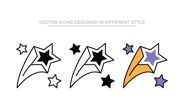 Shooting Star vector design in modern and trendy style icon