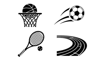 Collection of various sports icons, including basketball, soccer, tennis, and track and field