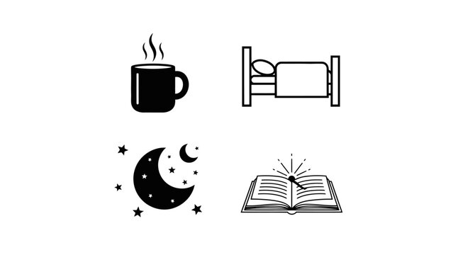 Daily Icons Wake Up, Rest, Sleep & Learn - Perfect for Scheduling & Habit Tracking
