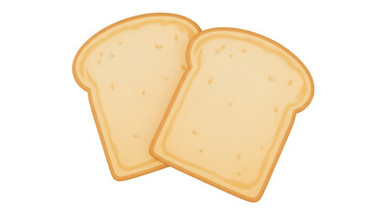 Two slices of bread PNG isolated on transparent background, breakfast staple for toast and sandwiches, bakery product