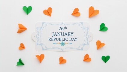 Paper hearts in saffron, white, and green for republic day
