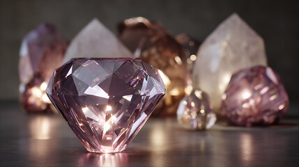 Brilliant, isolated precious diamond jewelry on a shiny black background