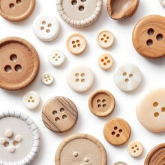 Fototapeta premium Assorted sewing buttons collection crafting supplies vintage button mix bulk buttons craft projects diy accessories