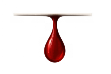 Blood drop dripping, representing donation, health, life, and medical care on transparent background