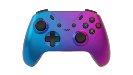 Gradient gaming controller PNG isolated on transparent background, modern gamepad for video games and console entertainment
