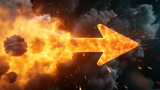 Exploding fire arrow with smoke trail