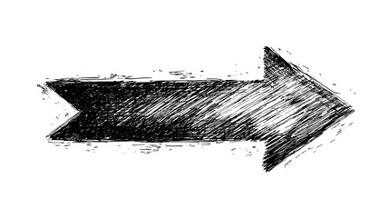 Hand drawn arrow points right with raw, edgy style conveying movement and direction for creative projects and brand messaging now
