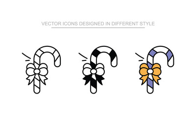 Candy Cane vector icon stock isolated on white sheet