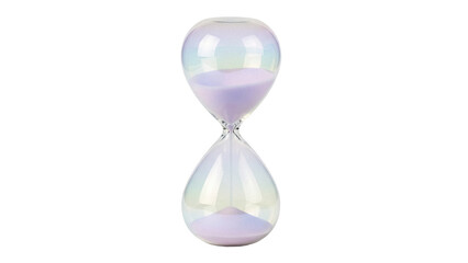 Elegant iridescent hourglass PNG isolated on transparent background, time management concept for deadlines and productivity