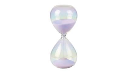 Elegant iridescent hourglass PNG isolated on transparent background, time management concept for deadlines and productivity