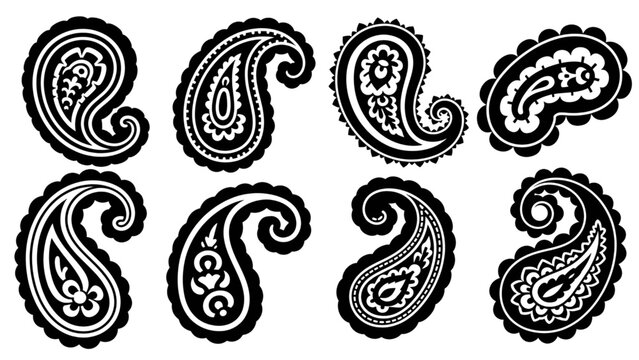 Paisley pattern vector set decorative design element traditional motif