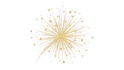 Golden firework texture, thin  stroke lines. Isolated png illustration, transparent background. Design  for overlay, montage, texture. Happy new year concept.