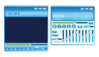 Interface buttons and sliders set of UI icons. 2000s music player interface equalizer with gradients. Retro user interface elements 2000s style. 2000s retro user interface elements. 