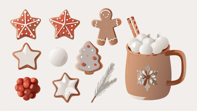 Christmas vibes with gingerbread cookies and marshmallow hot cocoa for holiday marketing