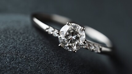 Capture timeless elegance with this stunning diamond engagement ring shimmering on dark surface perfect for romantic proposals and anniversaries